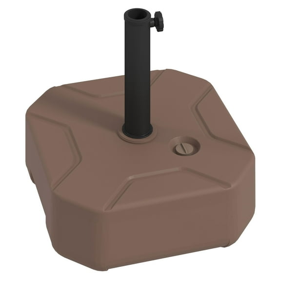 SAZYY Square Umbrella Base, 55lb Heavy Duty Outdoor Stand, Fill with Stand or Water for Stability, Patio Umbrella Holder for Garden Poolside, Brown 