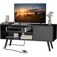 thumbnail image 1 of SAZYY TV Stand for 48 Inch TV, Mid Century Modern Entertainment Center with Storage Cabinet, TV Media Console with Charging Station for Living Room, Bedroom,, 1 of 9