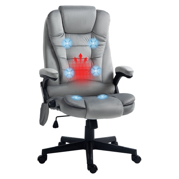 SAZYY Vibrating Massage Office Chair with Heat, Linen High Back Recliner with Padded Armrests, Ergonomic Computer Chair for Professionals, Gray