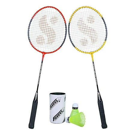 SB-100 Combo-5 (2 Badminton Rackets + 2 Pcs Plastic Shuttle) Red-Yellow