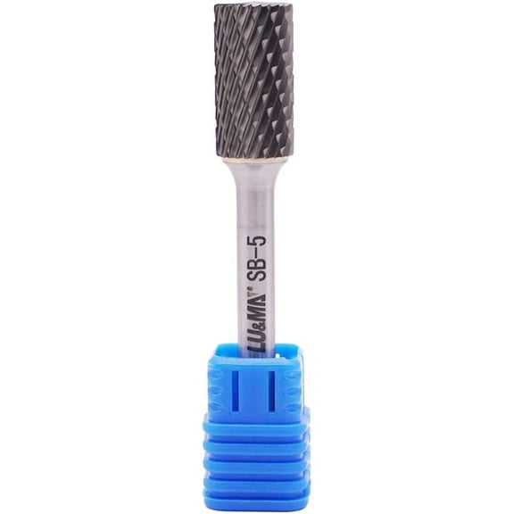 SB-5 Tungsten Carbide Burr Cylinder Shape Double Cut Rotary Burrs File(1/2''cutter Dia,1''Cutter Length) with 1/4'' (6.35mm) Shank dia, by LU&MN