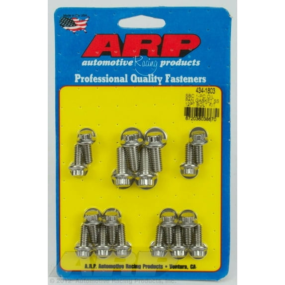 SB CHEVY 1-PC SS 12PT OIL PAN GASKET BOLT KIT