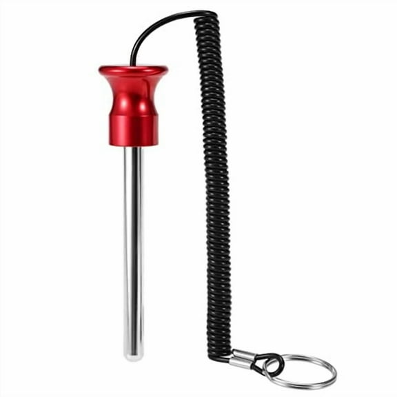 SB DISTRIBUTION LTD SBDs (1 PK) Magnetic Selector Pins for Gym Equipment. 3/8” Dia x 3.-1/4" Locking Chrome Pl Steel Shaft | Cotterless - Deluxe AL Round Ergonomic RED Knob w/Reinforced Lanyard.