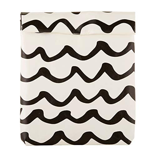 SB Design Studio Table Sugar Washable Paper Insulated Lunch Bag, 7 x 9.75-Inches, White Doodle
