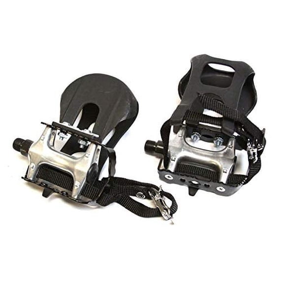 SB Distribution Ltd. (4 Pair) - Left+Right - Pedals W/Toe Clip for 1/2" Replacement for Indore Stationary Bikes/Bycycles After Market | Various Commercial FINTESS Bikes
