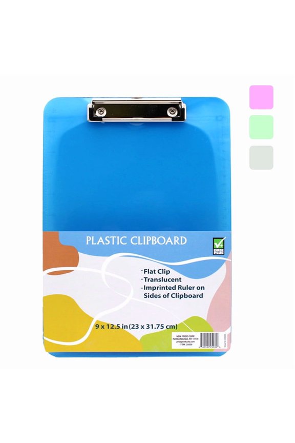 Plastic Clipboard, Durable Clip Board for Office, School, and Home Use, Transparent Clear Clip Board, 9'' x 12.5''