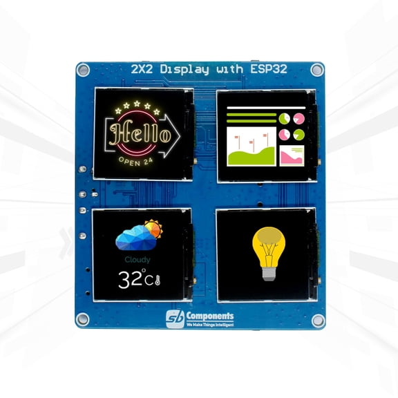 SB ESP32 Base Display Board Square (2X2) TFT Display Board 1.54" (Version ESP32 S3 Powered) Premium Multifunctional Quality Versatile and Durable Quad LCD Screen Panel