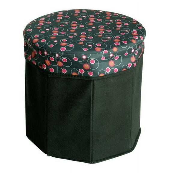 SB-N119-CIR - 30x30x31 - Bubble - Black Round Foldable Storage Ottoman Storage Boxes & Storage Seat Black