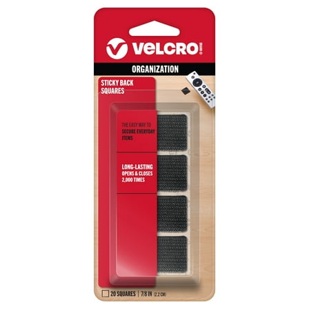 VELCRO Brand Sticky Back Mounting Squares | pack of 20| 7/8 inch Black | Adhesive Sticky Back Hook & Loop Fasteners for Home, Office or Crafting | Strong Secure Hold