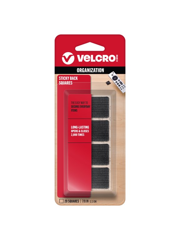 Brand Sticky Back Mounting Squares | pack of 20| 7/8 inch Black | Adhesive Sticky Back Hook & Loop Fasteners for Home, Office or Crafting | Strong Secure Hold