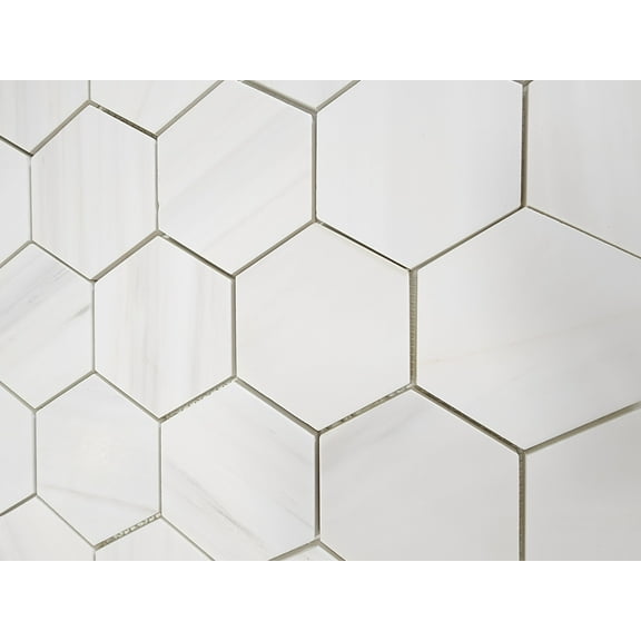 SB Tile and Stone Bianco Dolomite Hexagon 4" Matte Mosaic Tile 1 Box (~3 sqft)
