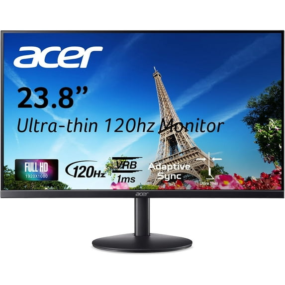 SB243Y G0bi 23.8" IPS Full HD (1920 x 1080) Ultra-Thin Zero-Frame Gaming Office Monitor | Adaptive-Sync Support (FreeSync Compatible) | Up to 120Hz Refresh | 1ms (VRB) | Tilt | HDMI & VGA Ports