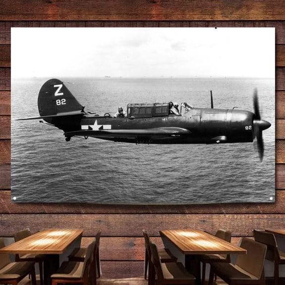 SB2C Helldiver Fighter Jets in World War II Flag Banner Wall Chart Canvas Painting Bombers Posters & Prints Wall Art Decoration Tapestry For Room, Classroom, Home, Bedroom,38X57 inches
