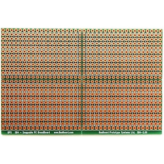 SB4 Snappable PC BreadBoard, Scored PCB, Snaps Into 4 Small Boards, 2-Layer, Plated Holes, Power Rails, 2.5 x 3.8in (63.5 x 96.5mm)$$Other