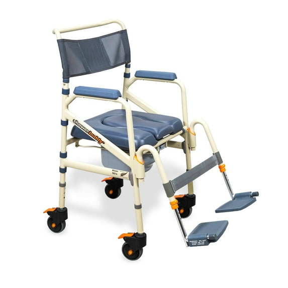 SB7e Lightweight Aluminum Folding Rolling Shower Chair - Great for Travel