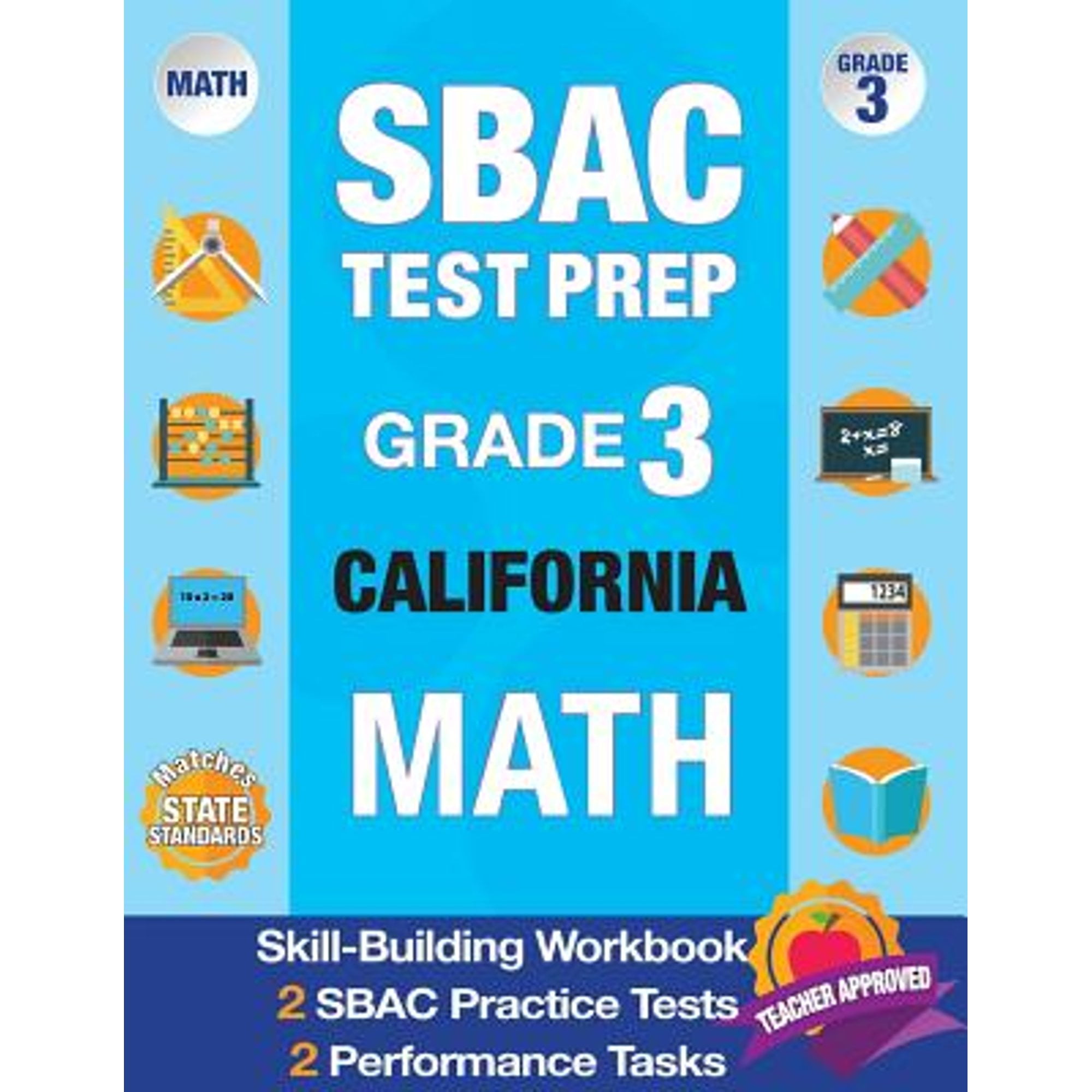 Pre-Owned Sbac Test Prep Grade 3 California Math: Workbook and 2 Sbac Practice Tests, Caaspp California Test (Paperback) by Smarter Balanced Test Prep Team, Origins Publications