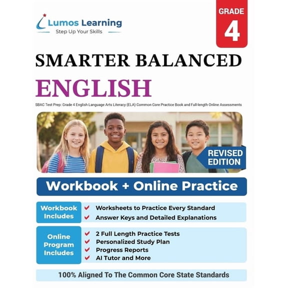 Sbac Test Prep: Grade 4 English Language Arts Literacy (Ela) Common Core Practice Book and Full-Length Online Assessments: Smarter Bal