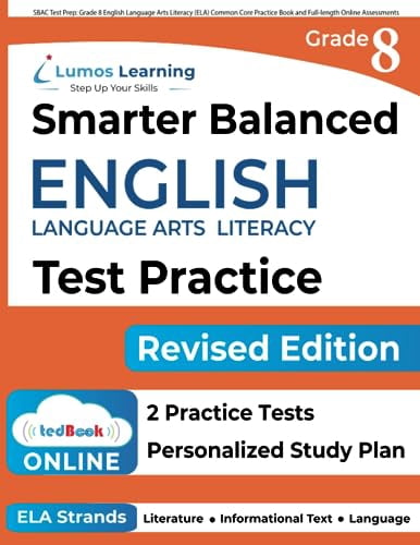 Pre-Owned SBAC Test Prep: Grade 8 English Language Arts Literacy (ELA ...