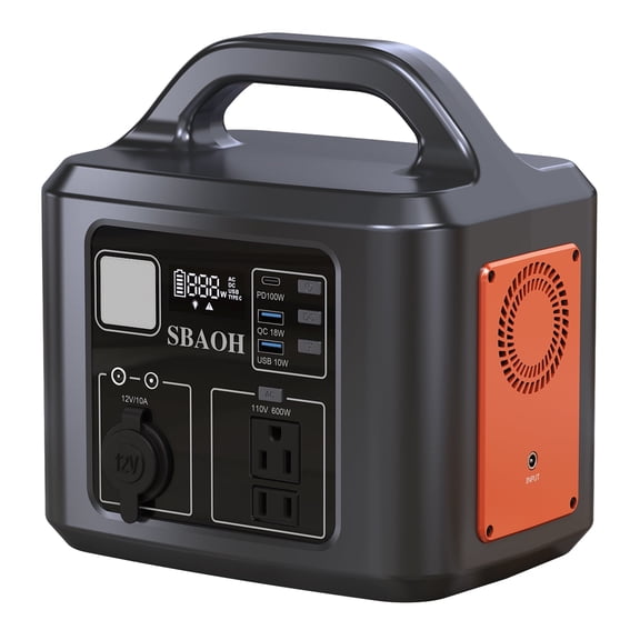 SBAOH 600W Power Station,538.7Wh 145600mAh Solar Generator for Outdoor Camping, Home Backup,Power Outages,(No Solar Panel)