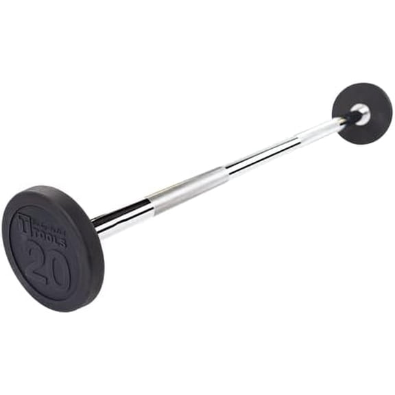 SBB20 Rubber Coated Fixed Weights Straight Barbell for Weightlifting Exercise Bodybuilding Strength Training, 20lb Midnight Black