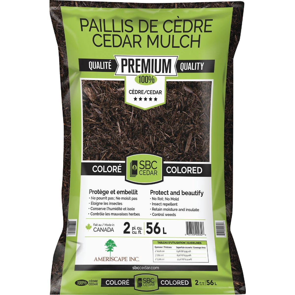 SBC 2 Cu. Ft. Dyed Brown 100% Pure Cedar Mulch 92500