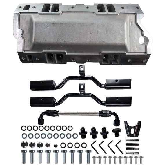 SBC 350 MPFI Intake Manifold Fuel Rail Kit Fits Chevy V8 12-Bolt 1955-1986