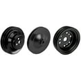thumbnail image 1 of Speedway Motors SBC Satin Black Pulley Set Short Water Pump 2 Groove Upper 3 Groove Lower with Single Groove Power Steering V Belt Steel Construction, 1 of 12