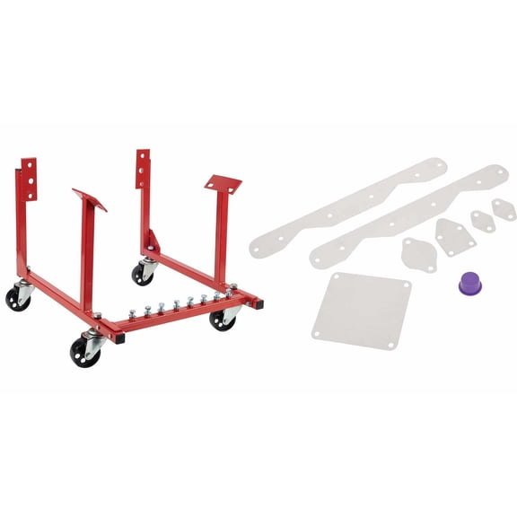 SBC Rolling Engine Cradle Stand and Engine Storage Seal Up Kit, Fits SBC or BBC, Lightweight Versatile Design for Easy Mounting, Built in Hardware Storage for Easy Mounting