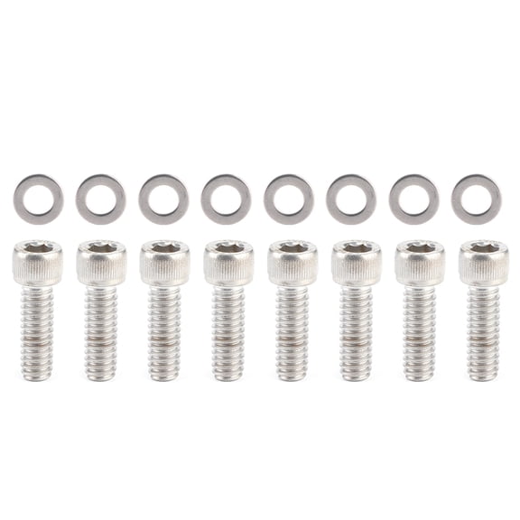 SBC Valve Cover Bolts 104003 Socket Head and Polished Mil-Spec AN Washers Automotive Engine Fasteners Replacement Set for Chevrolet 265 283 302 305 327 350 400 SB Stamped Steel (8 inches / 20.3 cm)