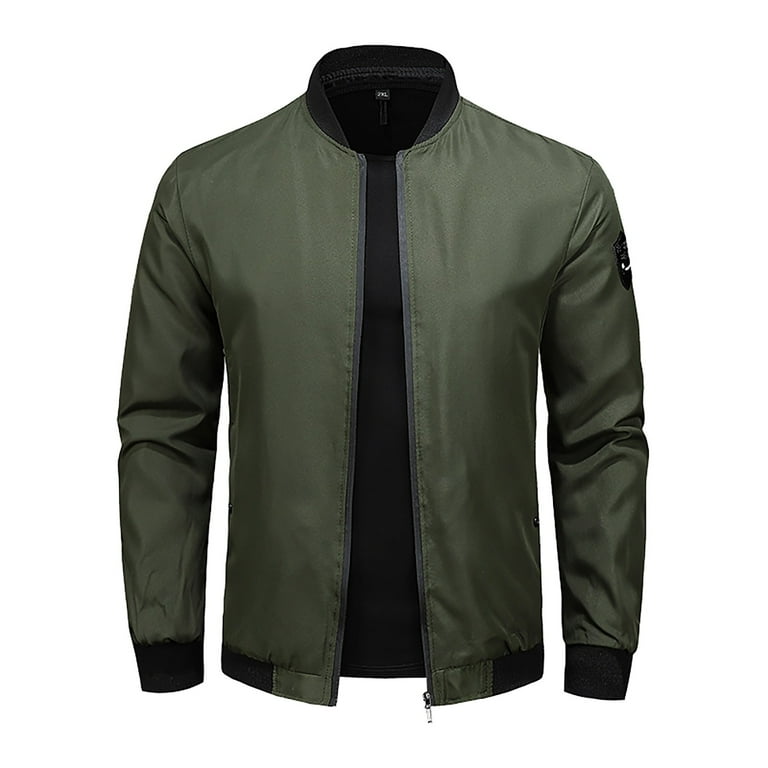 SBCKJ Clearance Mens Coats And Jackets Winter Men s Casual Fashion Solid Color Loose Trend Stand Up Collar Zipper Long Sleeved Jacket Clearance Sale