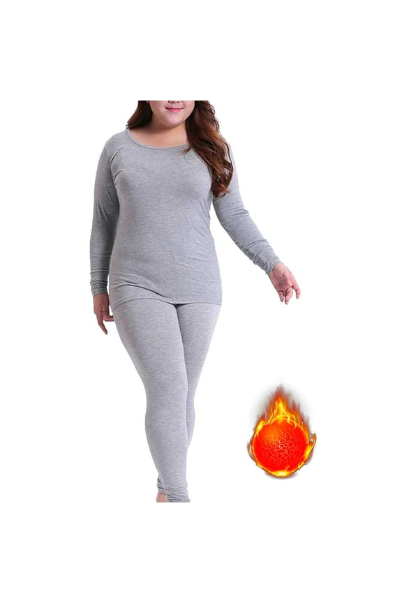 Clearance Thermal Nnderwear Set Women's Thermal Underwear Long Top & Bottom Set Solid Color MM Plus Plus Size Long Underwear Wool Plus Light Velvet Clearance Sale