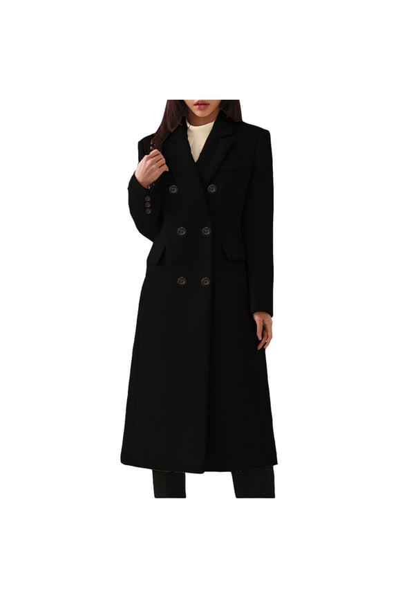 Clothing Women's Cardigan Women Double Breasted Coats Long Winter Work Office Overcoat Pocketed Outwear Clothing Sale