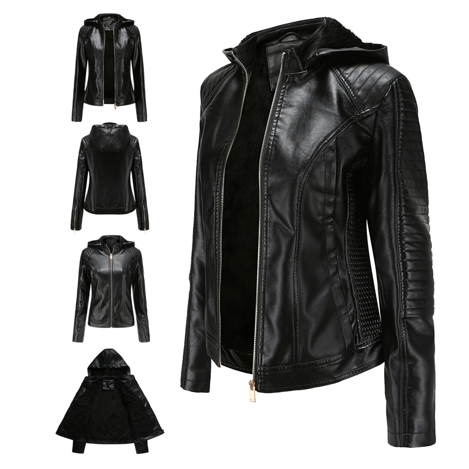 SBCKJ Winter Warm Women Short Coat Leather Jacket Zipper Tops Overcoat