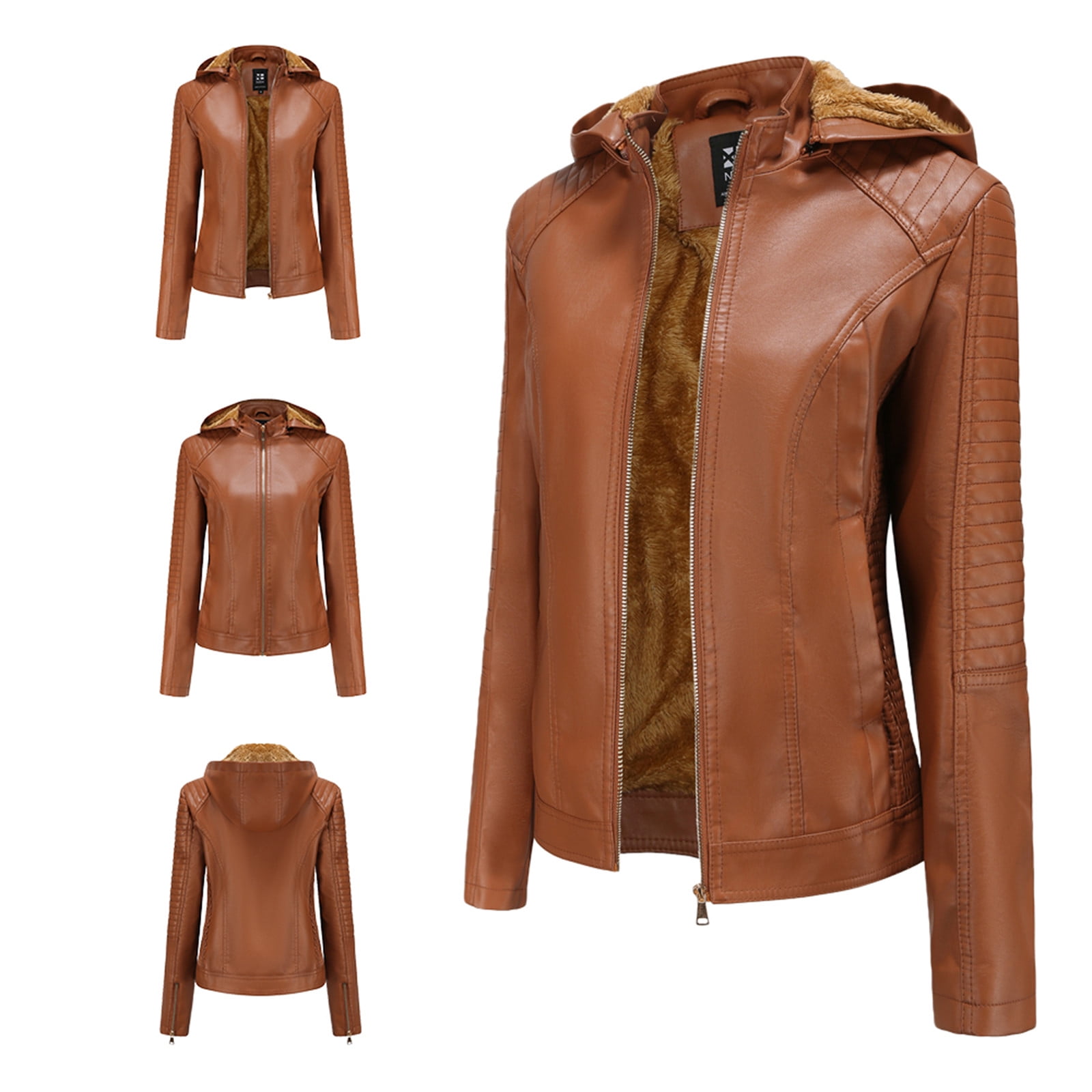 SBCKJ Winter Warm Women Short Coat Leather Jacket Zipper Tops Overcoat