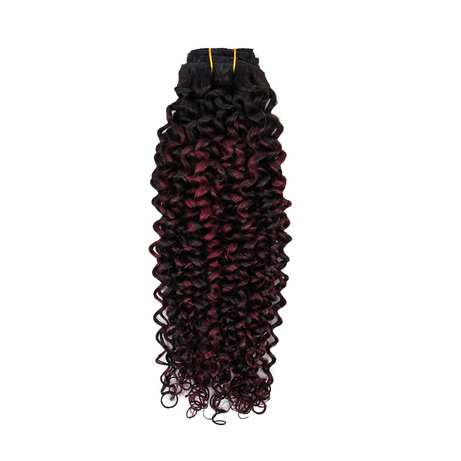 100% Human Hair Wig Curly 20" T1B/99J Burgundy Ombre Hair Heat Resistant Bleachable