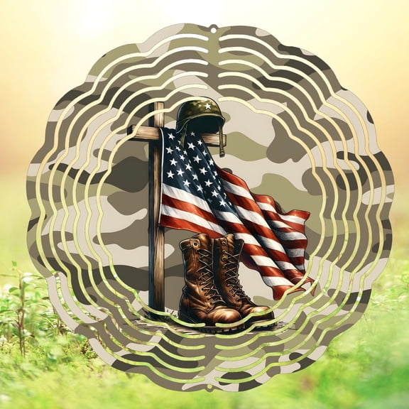 SBEMP American Flag 10 Inch Double Sided Wind Spinner - 3D Kinetic Aluminum Garden Art | Rustproof Outdoor Yard Decor, 1776-2026 USA 250th Anniversary