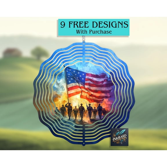 SBEMP American Flag 10 Inch Double Sided Wind Spinner - 3D Kinetic Aluminum Garden Art | Rustproof Outdoor Yard Decor, 1776-2026 USA 250th Anniversary