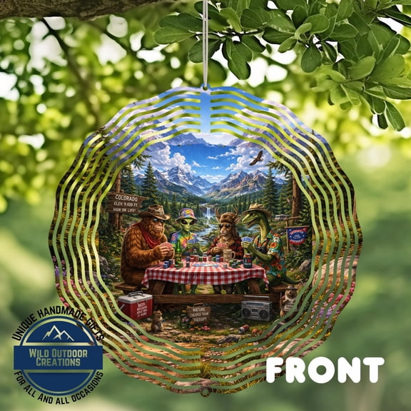 SBEMP Bigfoot Alien Poker Wind Spinner Colorado Cryptid Funny Garden Aluminum Outdoor Decor