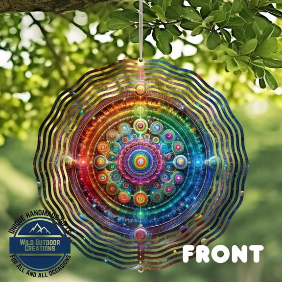 SBEMP Boho Neon Mandala Wind Spinner, Space Theme (10-Inch Aluminum)