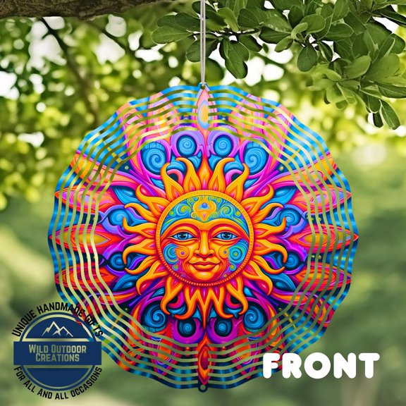 SBEMP Celestial Sun Wind Spinner: Neon Boho Garden Decor