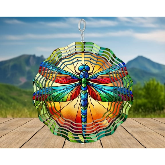 SBEMP Dragonfly Aluminum Wind Spinner, Colorful Whimsical Design (10 Inch)