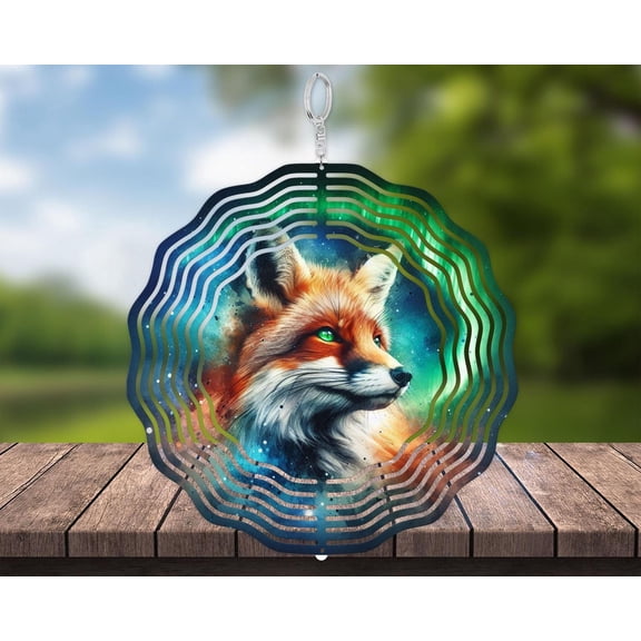 SBEMP Fox Wind Spinner, Red Galaxy Design, Northern Lights (Aluminum, 10)