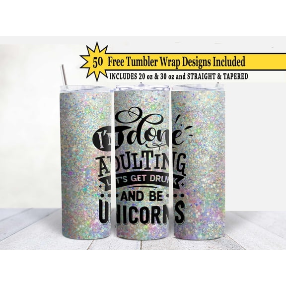 SBEMP Funny Unicorn 20Oz Straight Skinny Tumbler - Stainless Steel Double Wall Insulated With Lid And Straw