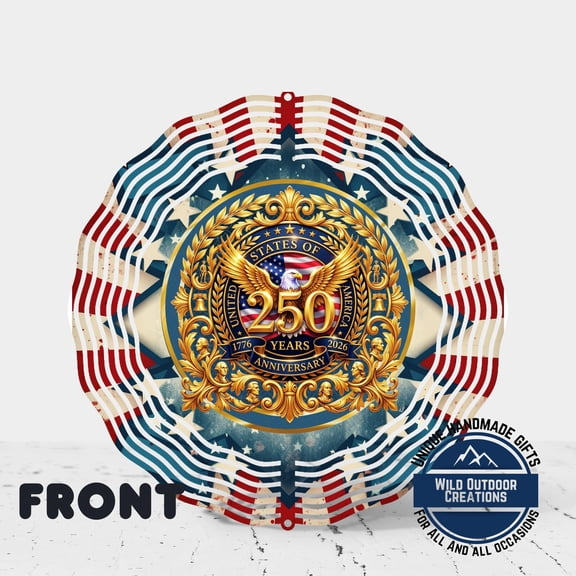 SBEMP Gold Eagle Wind Spinner: USA 250th Patriotic Decor (Aluminum, Outdoor)
