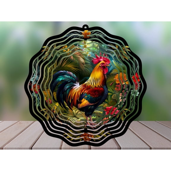 SBEMP Majestic Rooster 10 Inch Metal Wind Spinner, Kinetic Garden Decor, Outdoor Hanging Wind Spinner