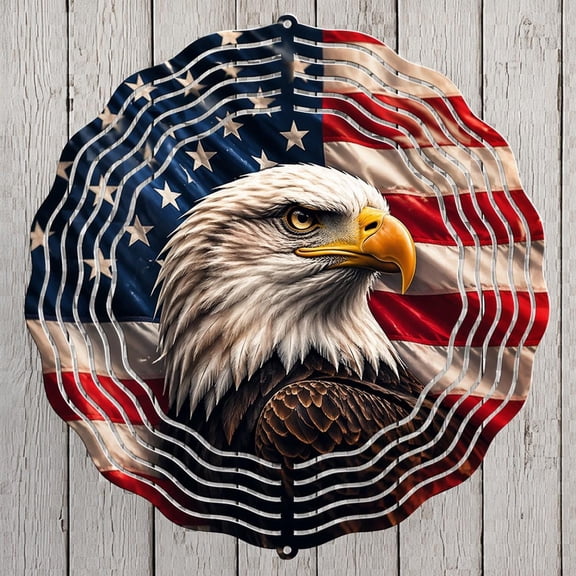 SBEMP Patriotic Eagle 10 Inch Double Sided Wind Spinner - 3D Kinetic Aluminum Garden Art | Rustproof Outdoor Yard Decor, 1776-2026 USA 250th Anniversary