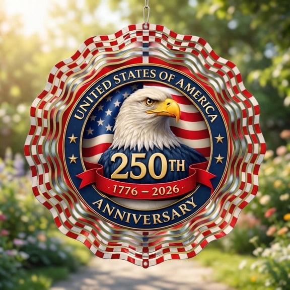 SBEMP Patriotic Eagle 10 Inch Double Sided Wind Spinner - 3D Kinetic Aluminum Garden Art | Rustproof Outdoor Yard Decor, 1776-2026 USA 250th Anniversary