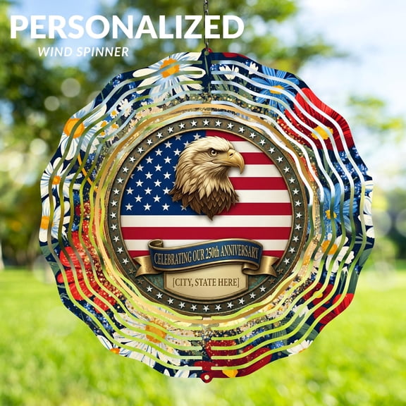 SBEMP Patriotic Eagle 10 Inch Double Sided Wind Spinner - 3D Kinetic Aluminum Garden Art | Rustproof Outdoor Yard Decor, 1776-2026 USA 250th Anniversary
