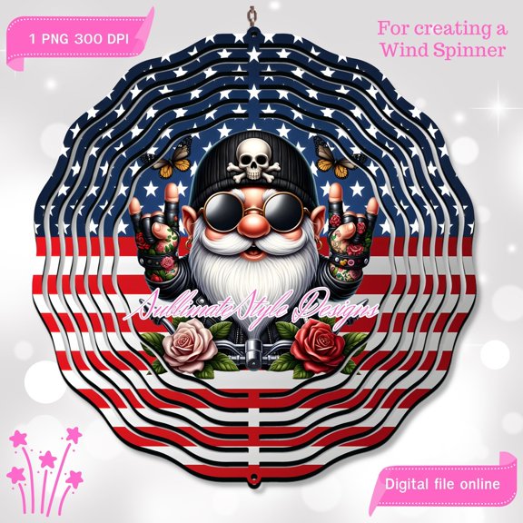SBEMP Patriotic Gnome 10 Inch Double Sided Wind Spinner - 3D Kinetic Aluminum Garden Art | Rustproof Outdoor Yard Decor, 1776-2026 USA 250th Anniversary