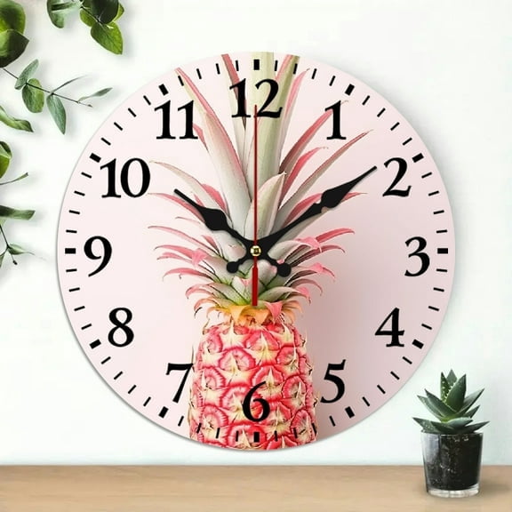 SBEMP Pineapple Wall Clock 10 Inch, Decorative Wall Clock for Living Room, Kitchen, Dorm - Silent Non-Ticking, Battery Operated 10x10in